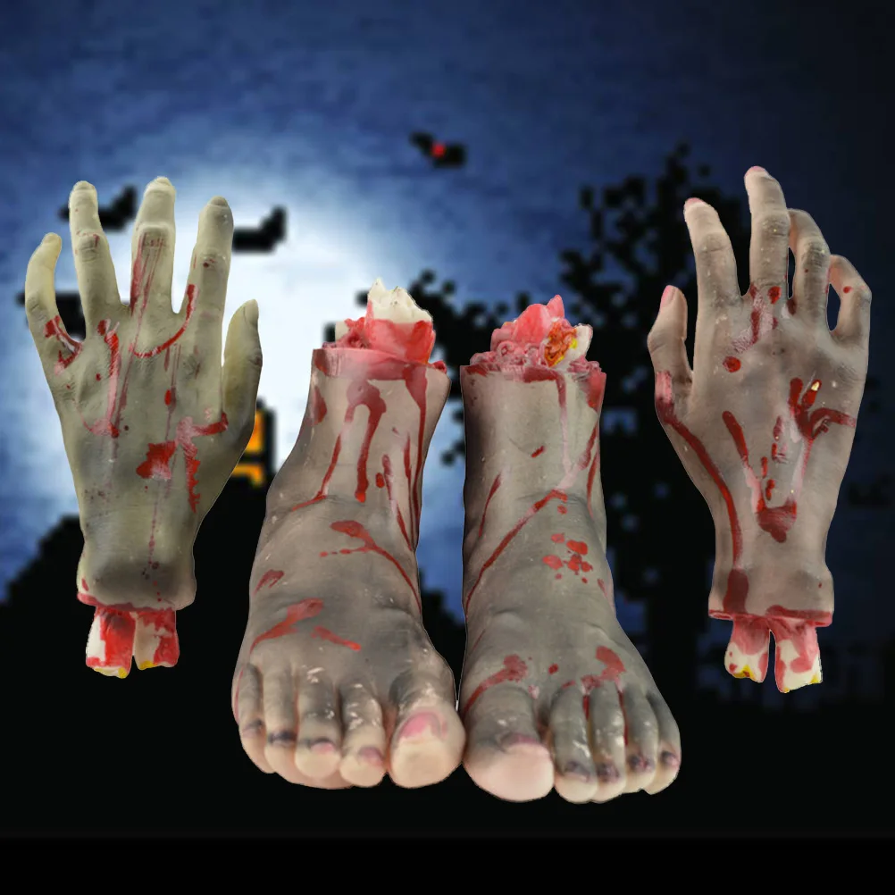 

4 Pcs Severed Limbs Props Dead Body Halloween Part Feet Toys Butcher Decorations