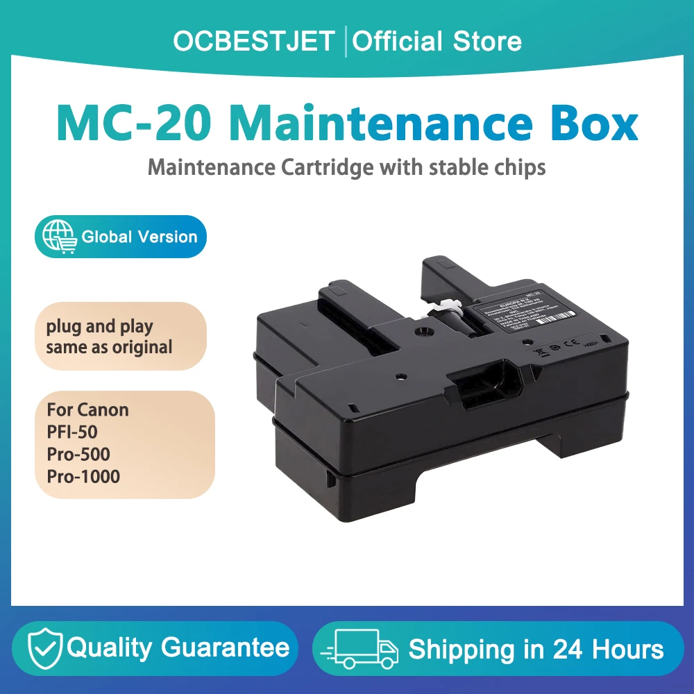 MC20 Maintenance Cartridge for Canon MC-20 Maintenance Box with Stable Chip for Canon PRO-1000 PRO-500 PFI-50 Printer
