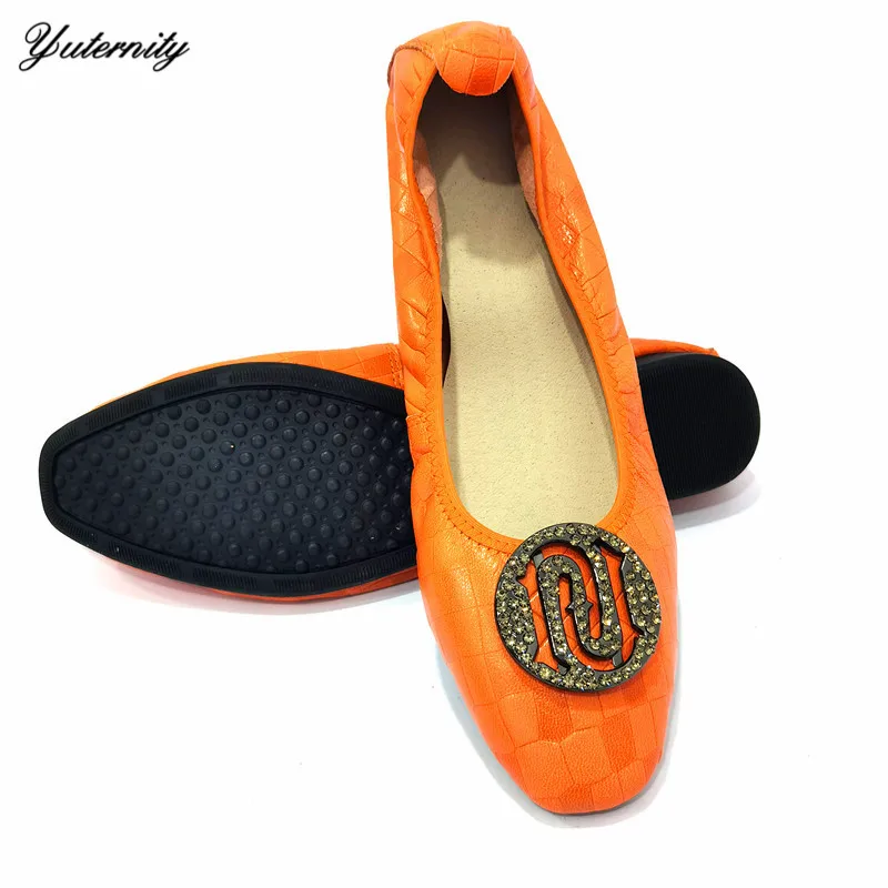 Italian Summer Wome PU Leather Flats Shoes Nigerian Fashion Comfortable  Slip-On Soft Sole Shoes  For Party