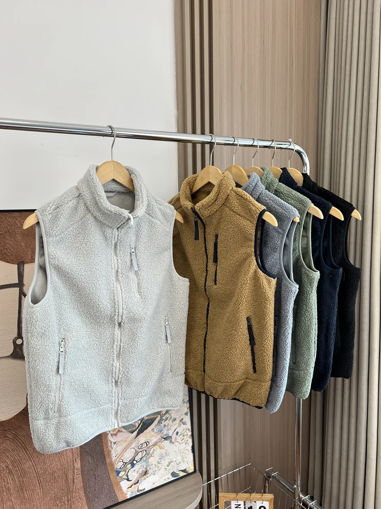 

Мужской модный городской жилет Fce, удобный теплый воротник-стойка, универсальный осенне-зимний жилет для отдыха на молнии, чистый цвет