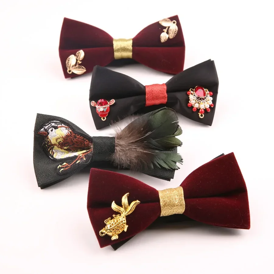 

Double-layer bow tie male wedding metal decoration show host groom British fashion bow tie tide best man spring new bow tie