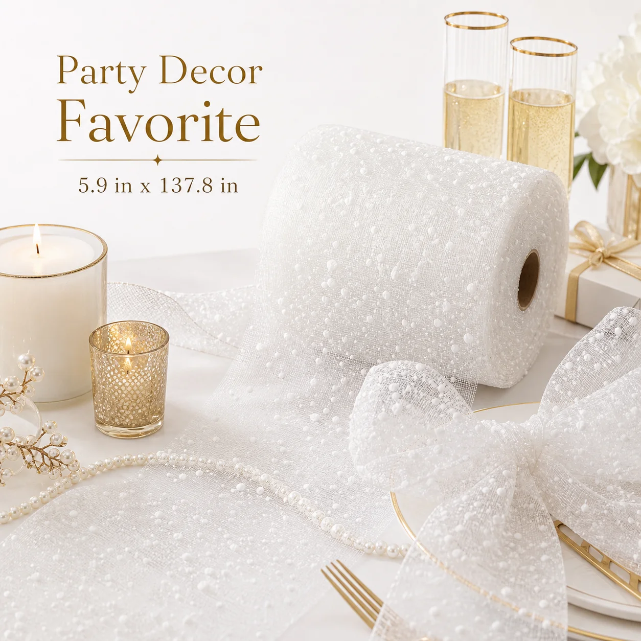 15cmスノーフレークドットメッシュチュールロール、フラワー - Wedding Supply Shops のレビューと価格