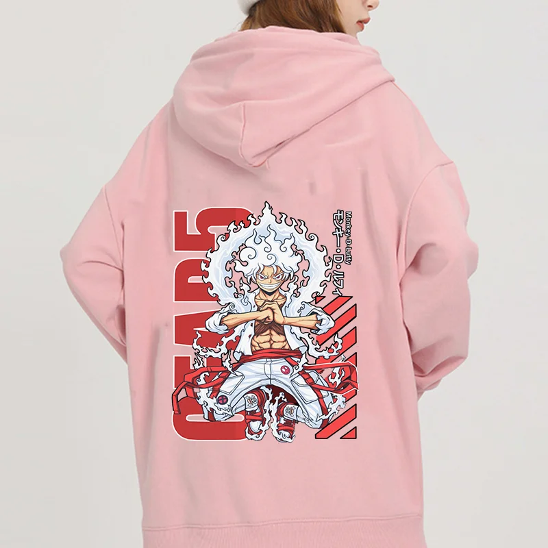 Moletons anime de peça única para homens e mulheres, Luffy Gear 5, roupas de RPG, moletons casuais de rua, outono e inverno