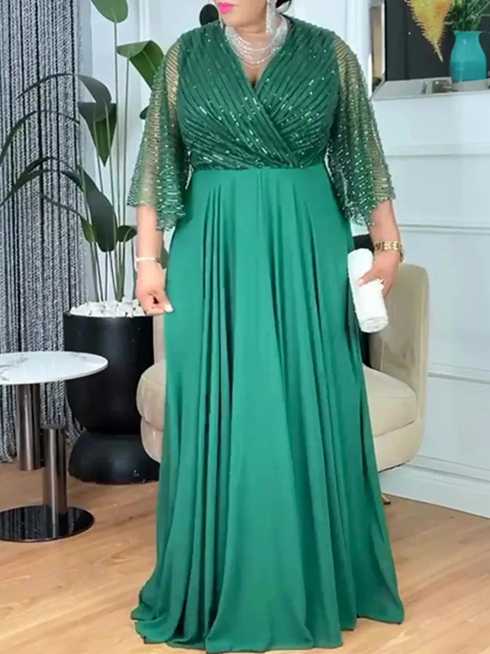 African Party Dresses For Women Dashiki Ankara Sequin Clothing Wedding Evening Gown Elegant Turkey Muslim Maxi Dress Kaftans