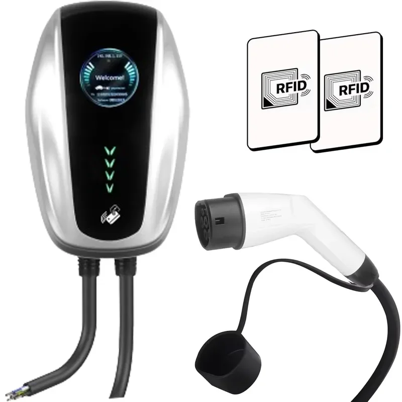 ST-E303TYPE 2 electric vehicle wall-mounted AC charging pile can be operated by mobile APP and can be swiped.