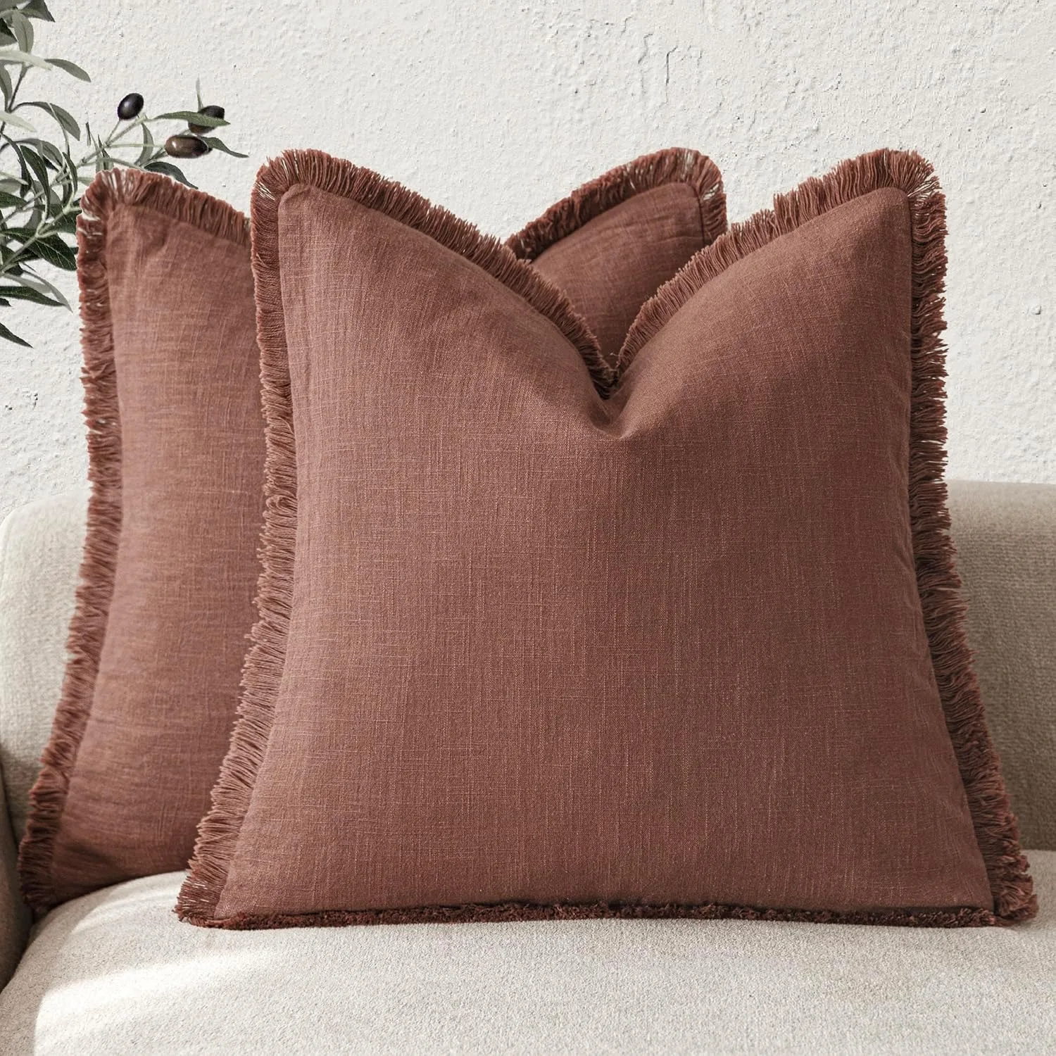 45X45CmLight الأزرق الزخرفية الكتان مهدب وسادة غطاء البوهيمي مزرعة مهدب غرفة المعيشة أريكة سرير كرسي غطاء الوسادة مع #5