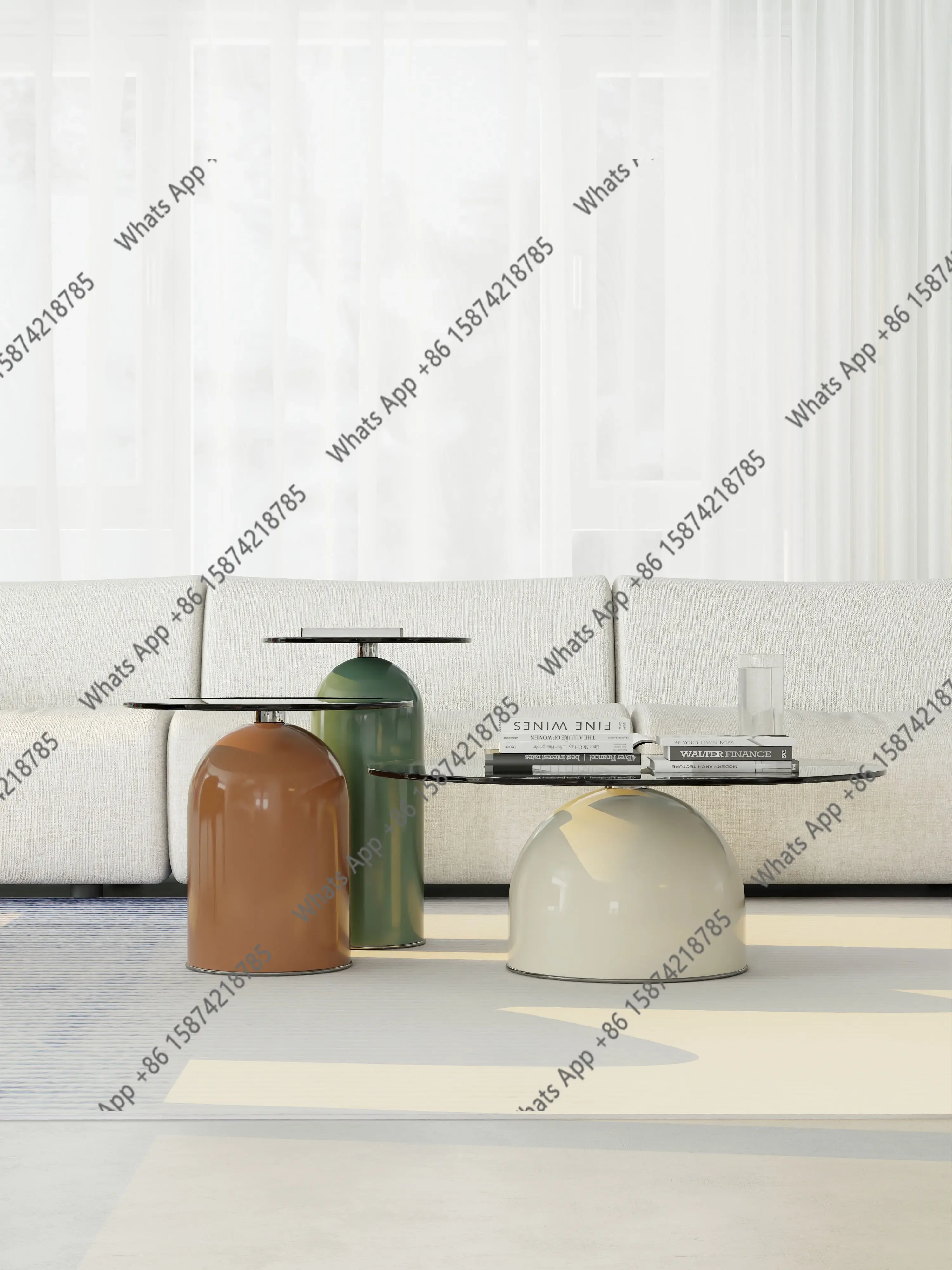 X69 Exquisite Corner Memphis Glass Coffee Table Living Room Home Household Round Small Apartment Coffee Table