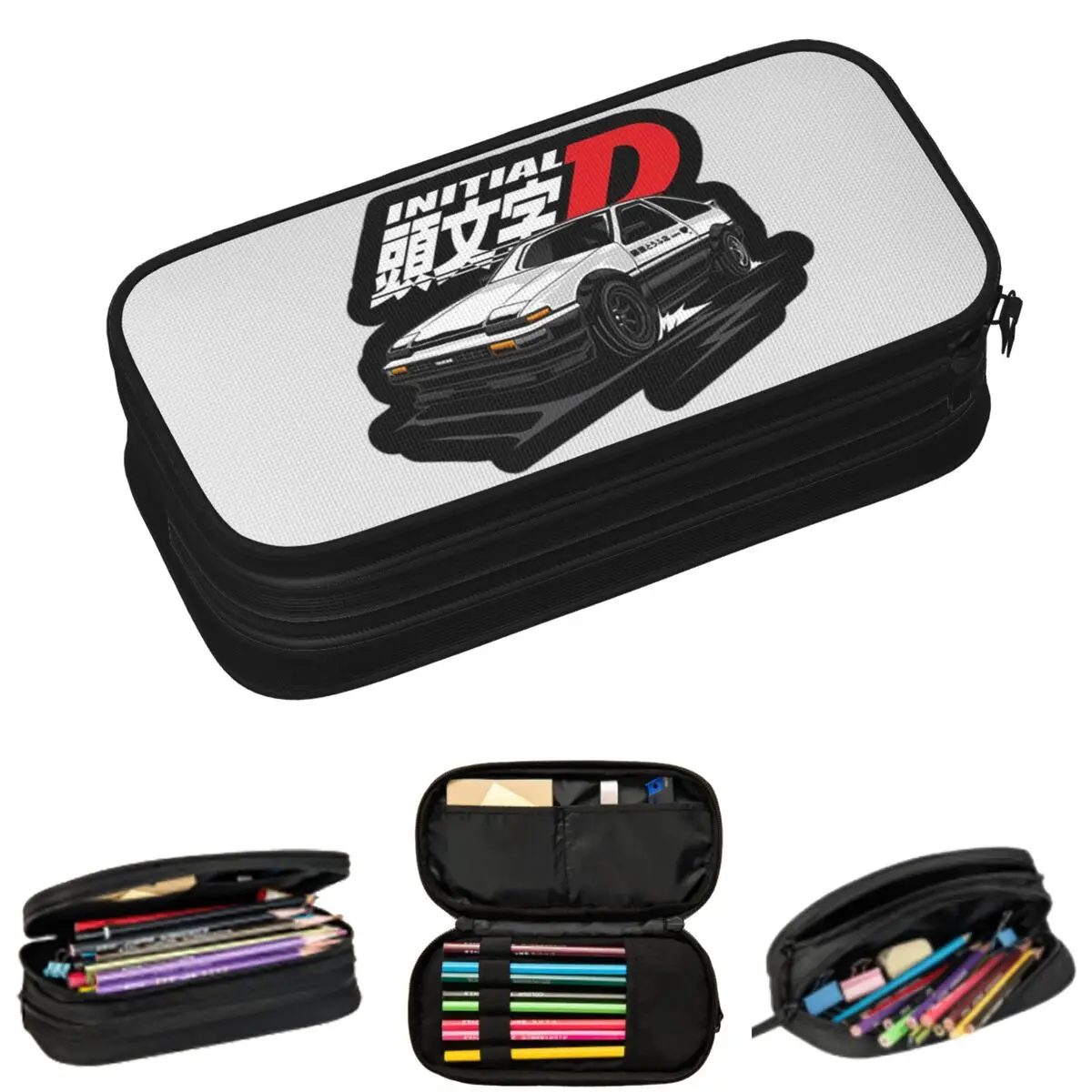 

Anime Drift AE86 Initial D Pencil Cases for Student School Pen Box Pencil Bag Large Storage Pencil Pouch