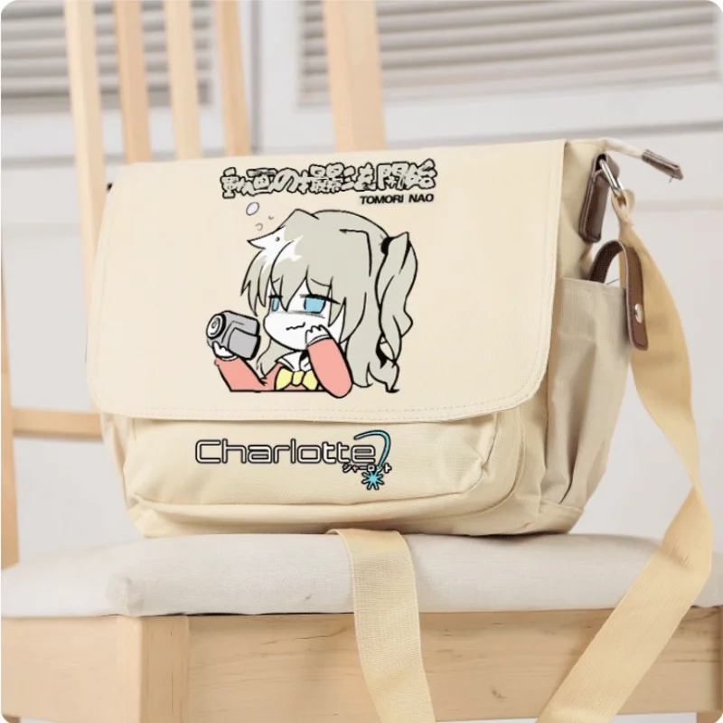 Anime Charlotte Cartoon Bag Unsix Fashion Leisure Teenagers Crossbody Student Messenger Handbag B169