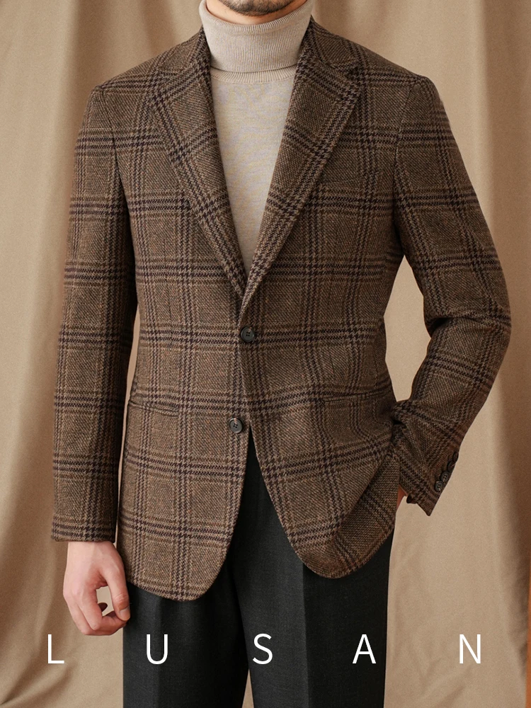 Mr. Lu San 50% Wool Prince Ge Coffee Retro Suit Fall/Winter Italian Gentry Warm High-setting Suit Men