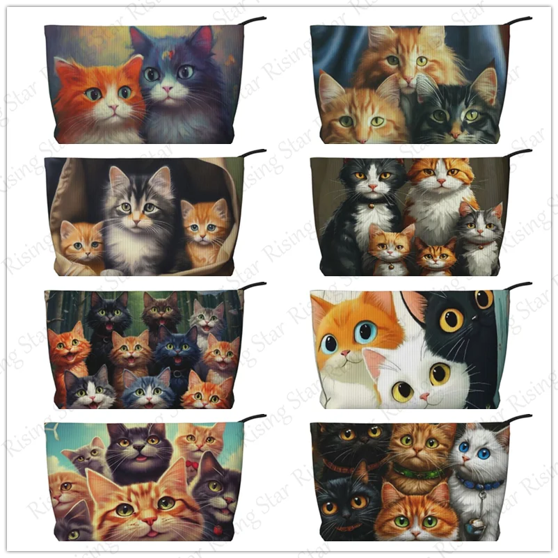 

Cosmetic bag toiletry storage bag ladies box, corduroy cosmetic bag, travel zipper storage bags cute Cartoon Cat