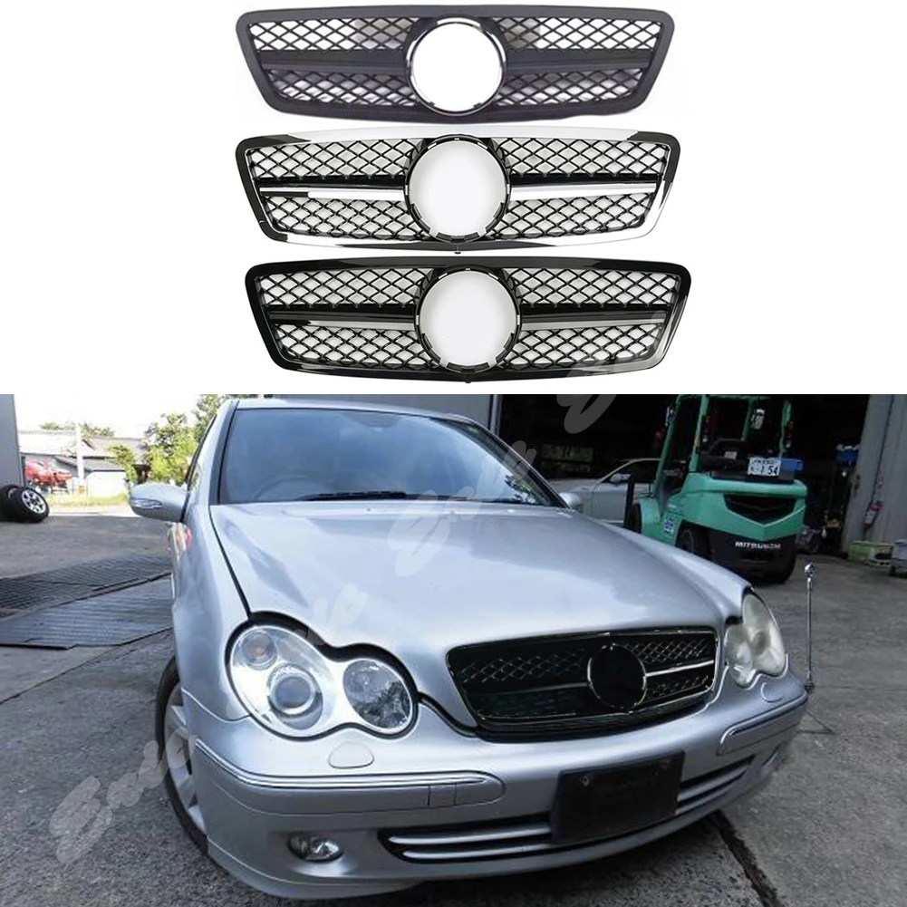 Front Racing Billet Bumper Grille Upper Facelift Grill For Mercedes-Benz W203 C class 2001-2007 Four Doors