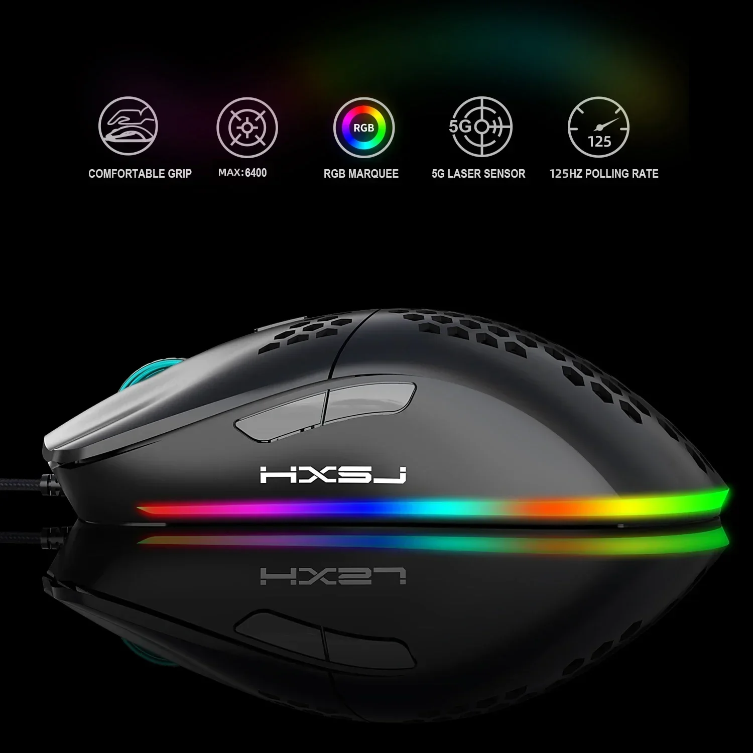 Zllmhy 6400dpi j900 mouse para jogos rgb luminoso leve macro programação oca ergonomia mouse com fio para jogos de laptop escritório