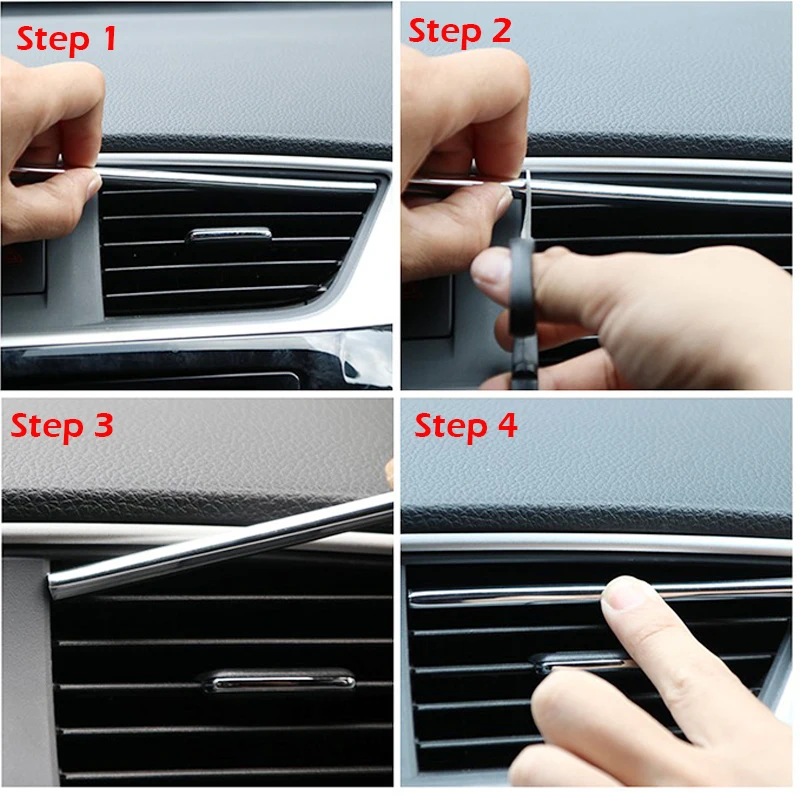 Auto luchtuitlaat trim strip ventilatierooster interieur voor peugeot 307 206 jeep ford focus 2 3 vw polo golf 4 5 7 touran t5 t4