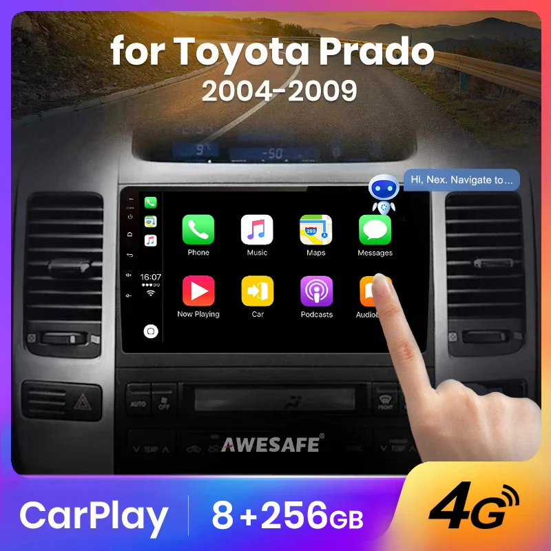 AWESAFE Wireless CarPlay Autoradio for Toyota Land Cruiser Prado 120 2004-2009  Car Radio Multimedia Player Android Auto Stereo