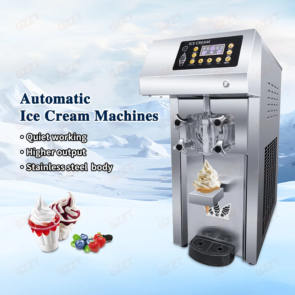 

Pre-cooling Fresh-keeping Imported Compressor Pre-cooling Soft Ice Cream Machine TableTop Smart Soft Ice Cream Machine Automatic