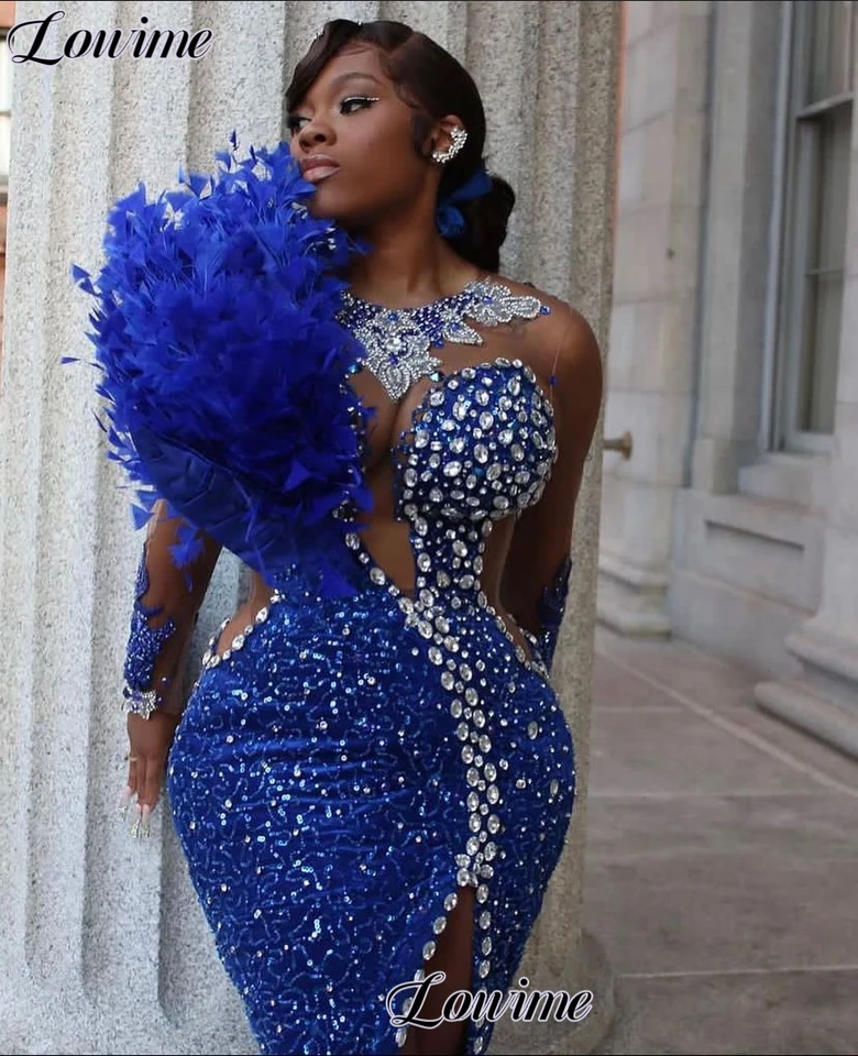 Plus Size Royal Blue Prom Dresses For Black Women Long Sleeves Party Dresses With Side Slit African Gowns Vestidos De Noche - AliExpress 320 Plus Size Royal Blue Prom Dresses For Black Women Long Sleeves Party Dresses With Side Slit African Gowns Vestidos De Noche - AliExpress 320