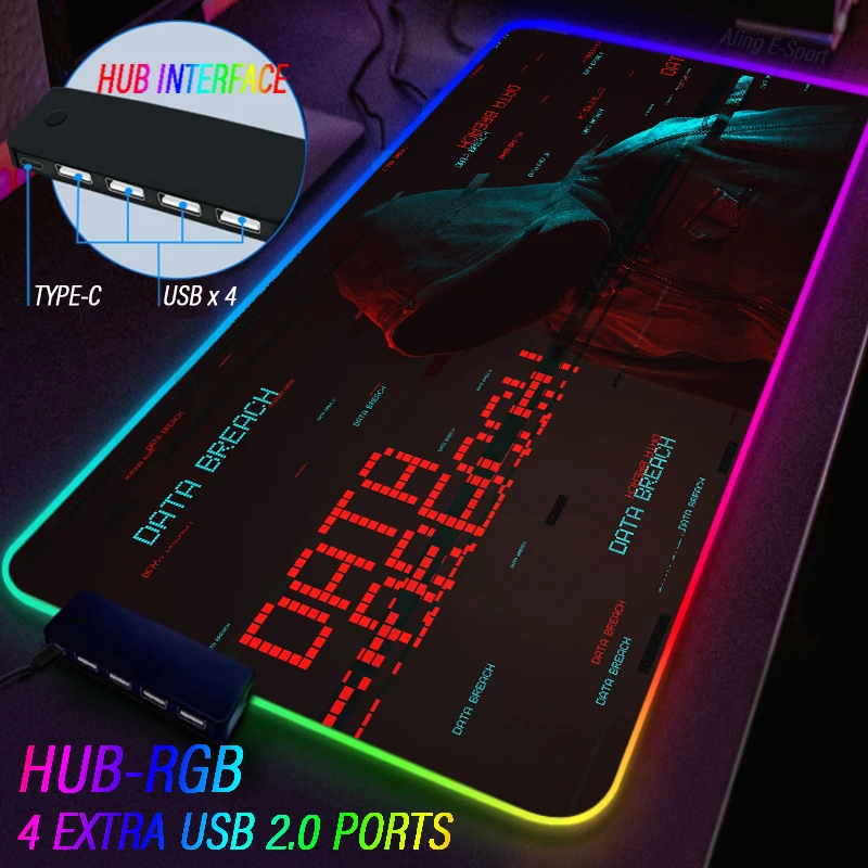 Extensible Multiport Gaming Wide Huge Mouse Pad HUB 4 Port USB Table Rug Hacker Game Luminous RGB Fine Surface Carpet