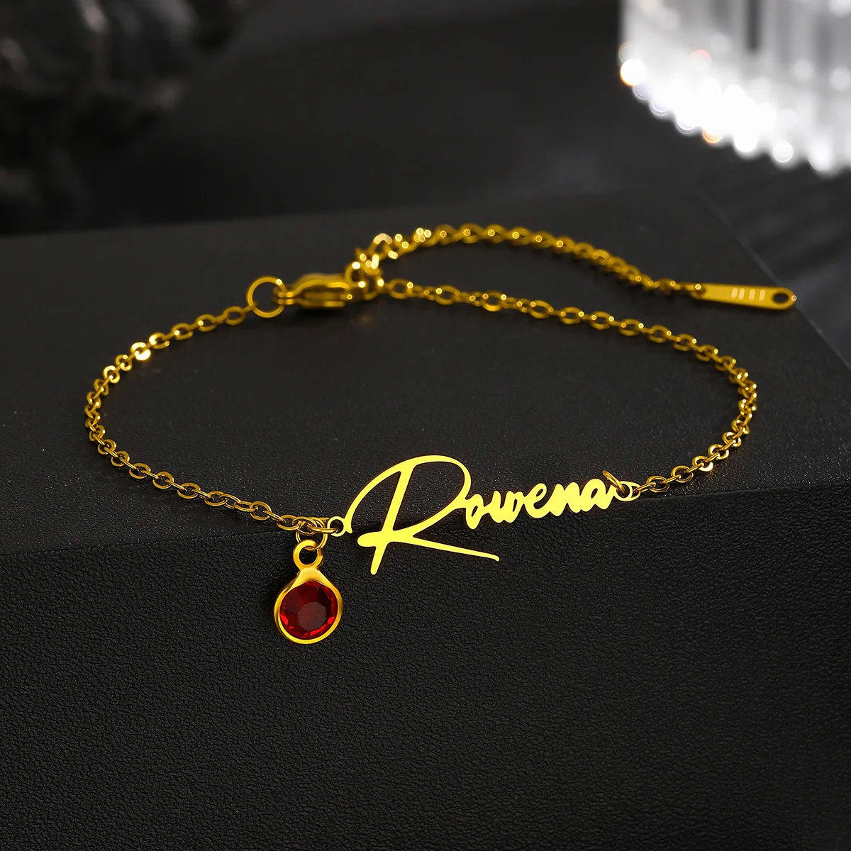 Custom Letter Name Bracelet With Birthstone Stainless Steel Name Bracelet For Women Men Statement Christmas Jewelry Gifts