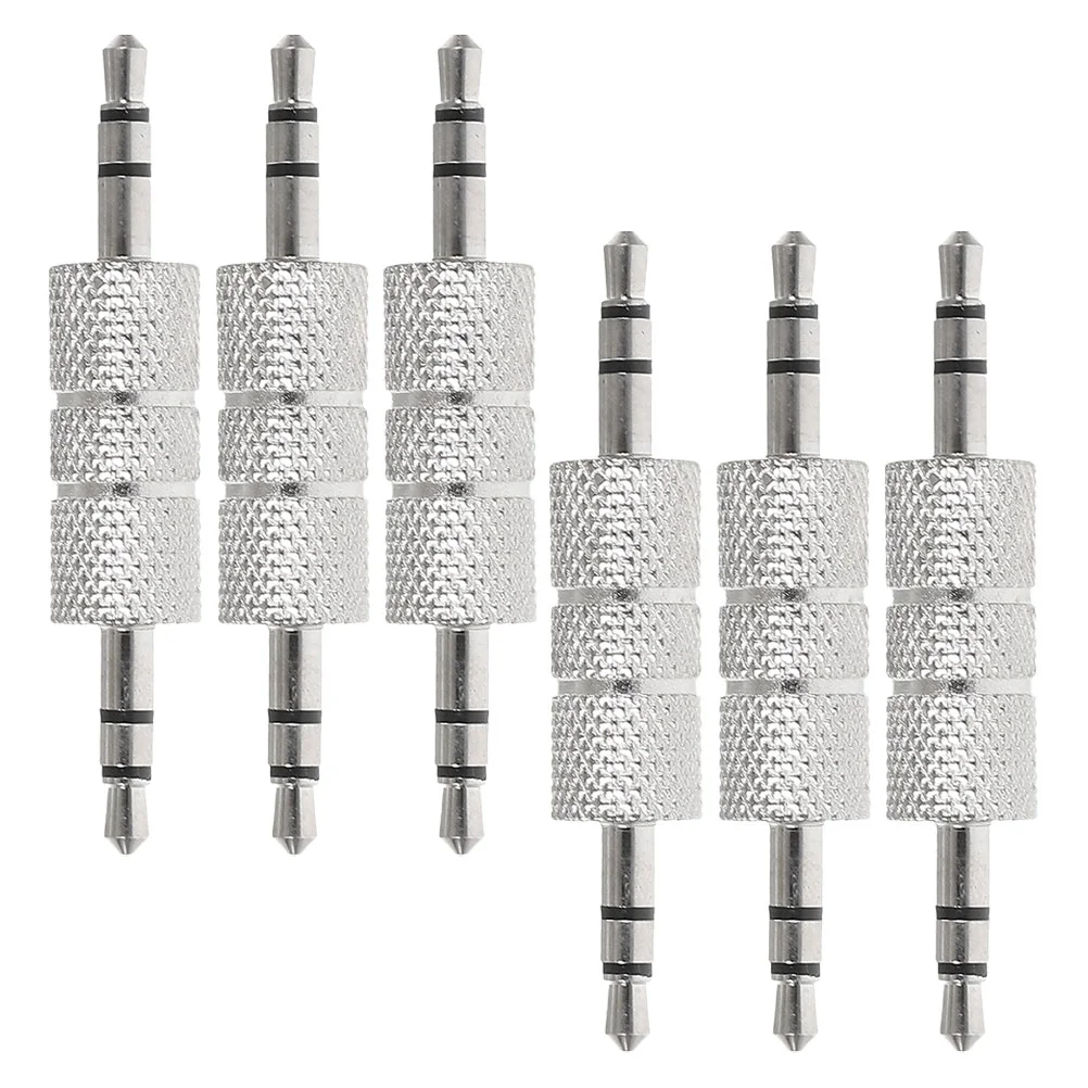 6 Pcs Audio Docking Plug Extender Adapter Stereo Microphone for Headphone 35mm Adapters Male to Earphones