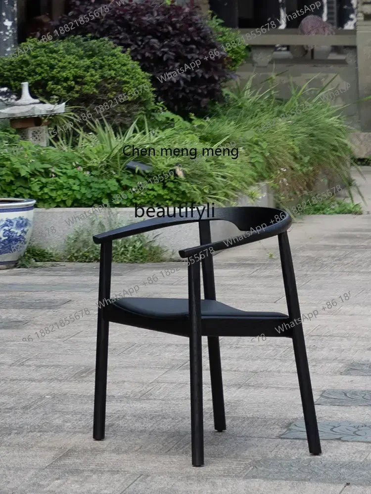 cc182R11 Chinese-Style Solid Wood Blue Armchair White Wax Study Chair Light Luxury Leisure Reception Tea Chair Home
