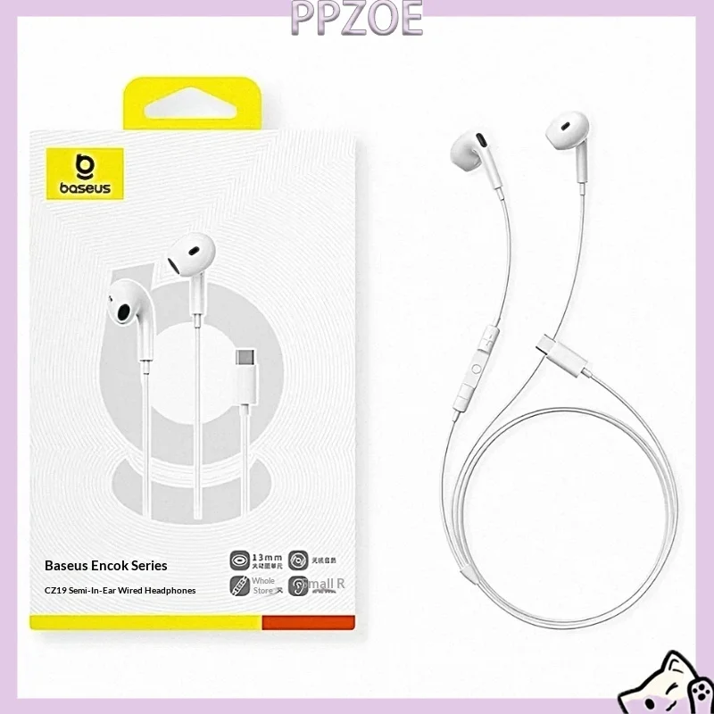 Baseus Wired In‑Ear Earphones USB‑C & 3.5mm Jack Stereo Earbuds With Mic For PC Android iPhone 16 iPhone 17 Laptop Computer