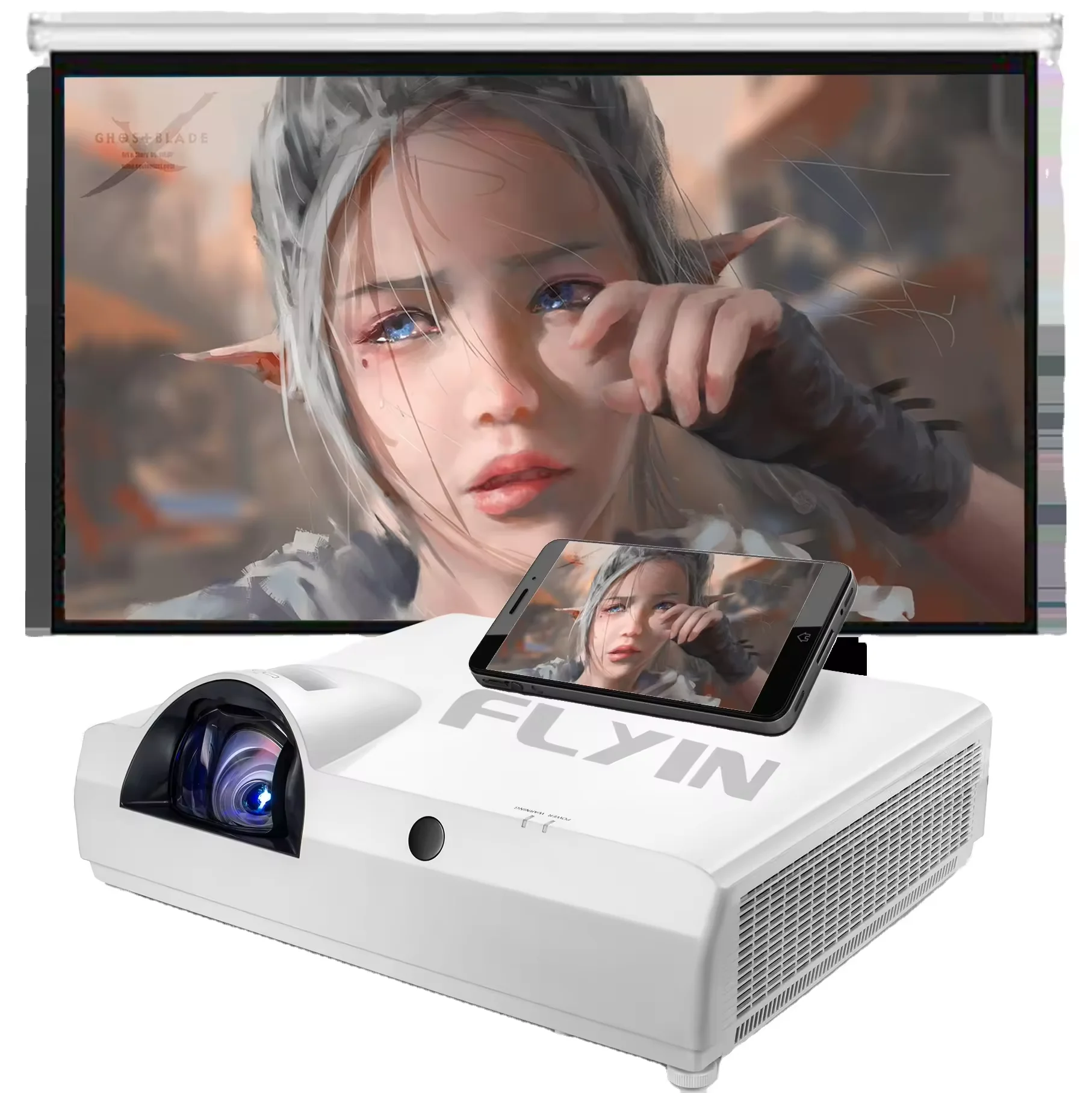 FLYIN WUXGA 4K лазерный проектор с высоким люменом, встроенный динамик, ручная линза, вилка стандарта США, образовательное бизнес-оборудование для презентаций с 3 ЖК-дисплеями FLYIN WUXGA 4K лазерный проектор с высоким люменом, встроенный динамик, ручная линза, вилка стандарта США, образовательное бизнес-оборудование для презентаций с 3 ЖК-дисплеями