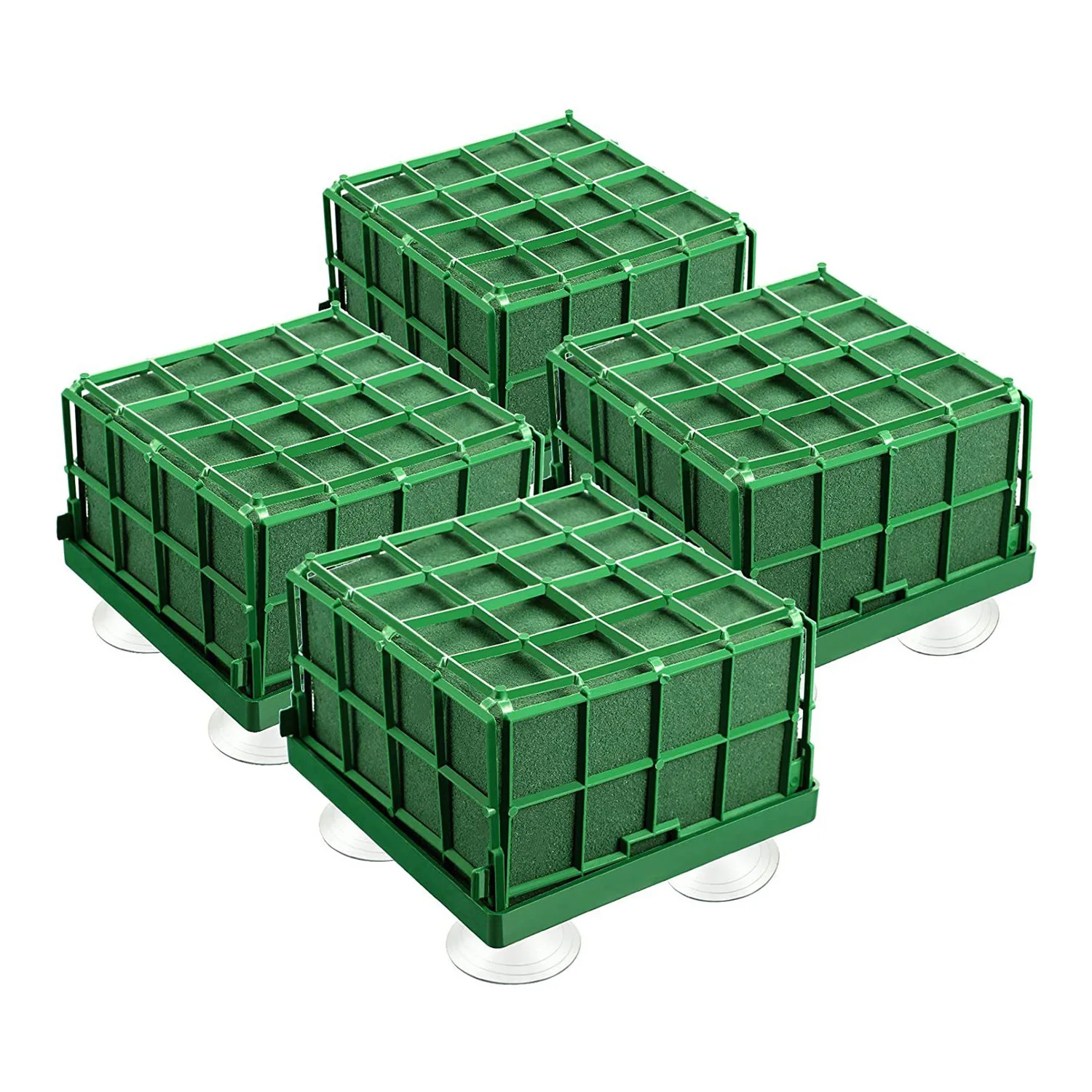 Wedding Car Flower Base with Floral Foam Square Tray with Mesh Mud Double Core Mold Plastic Packaging Five Suction Cups