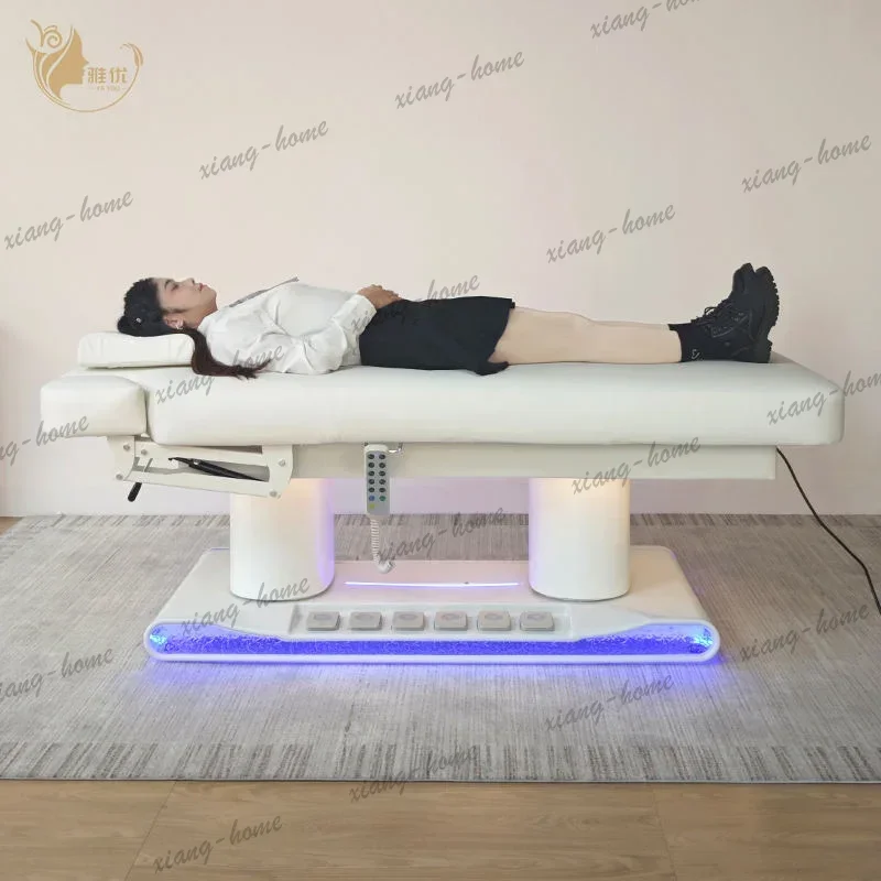 LSHeated 4 Motor Massage Bed With Height Adjustable Metal Frame Folding Synthetic Leather Spa Therapy Table For Salon Use