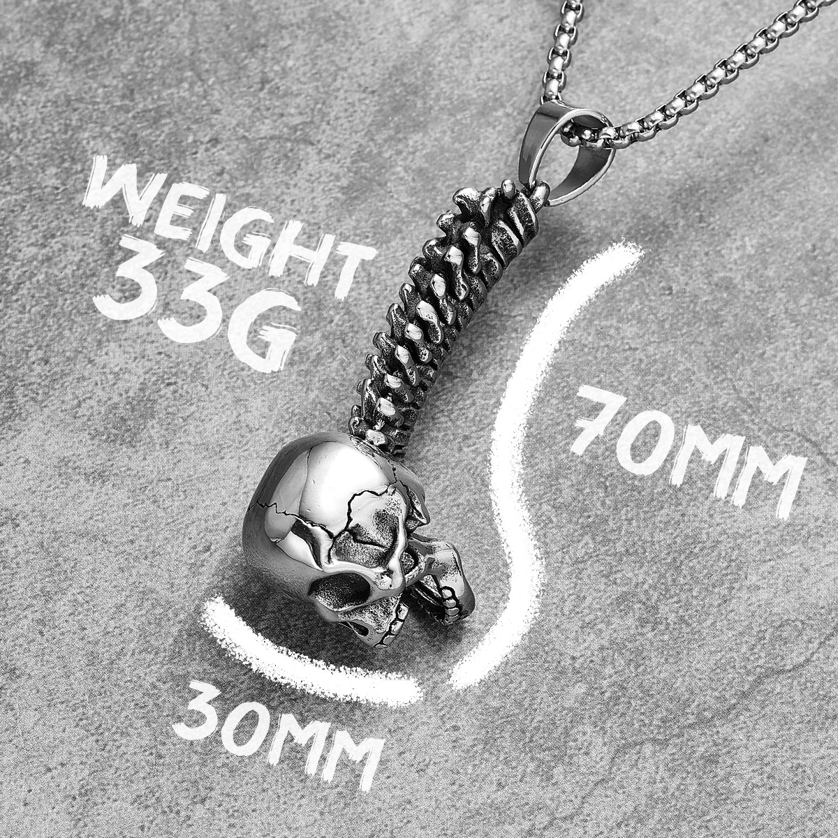 Skull Spine Stainless Steel Men Women Necklaces Pendants Chain Vintage Gothic Domineering Punk Jewelry Creativity Gift Wholesale