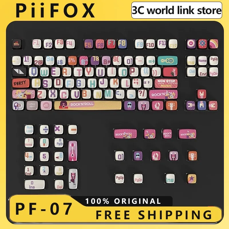 

PIIFOX Boundless Music Theme Keycap 117 Key Transparent PBT Five sided Heat Sublimation ASA High Height Keycap Decoration Office