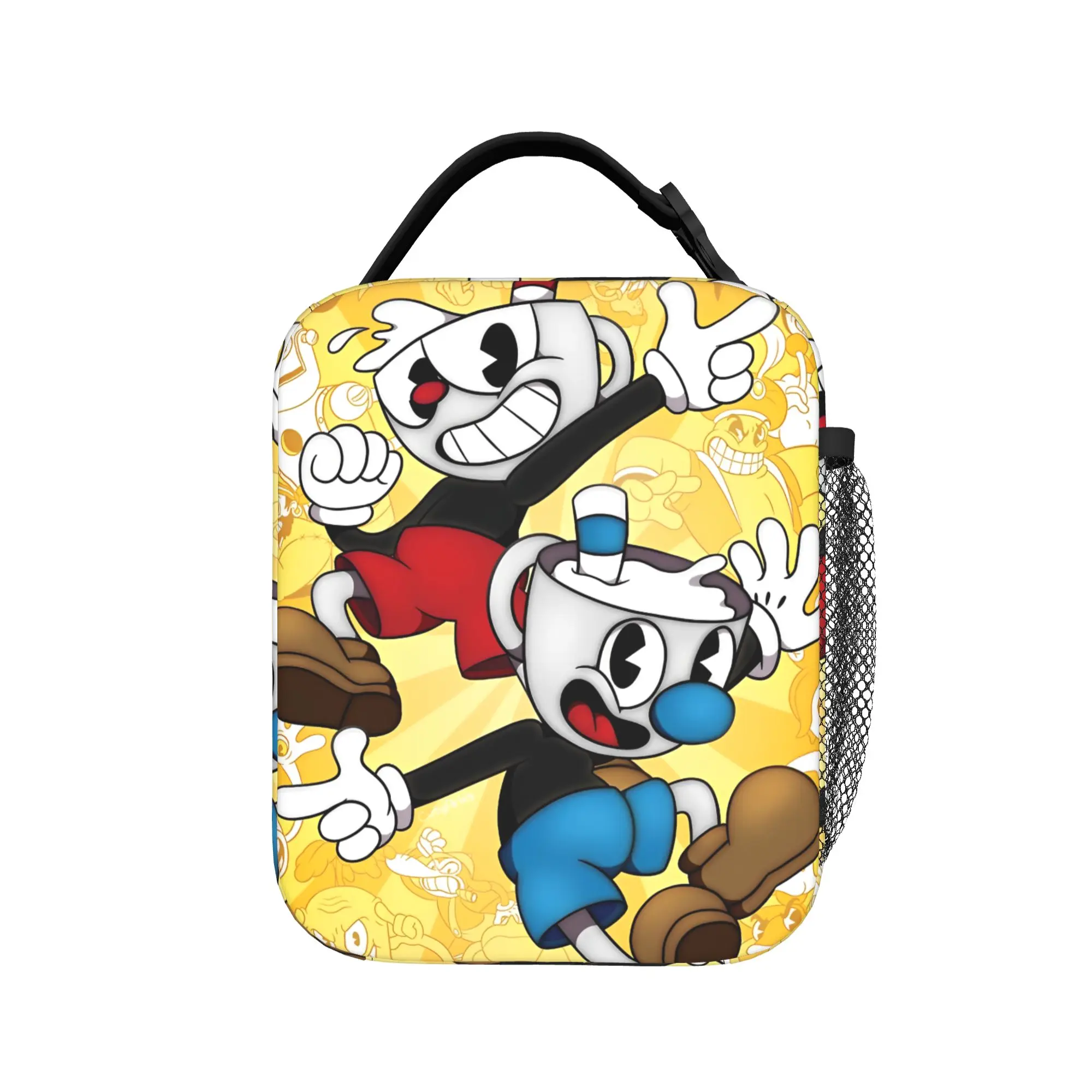 Cartoon Cupheads and Mugmans Game Thermal Insulated Lunch Bag for School  Portable Bento Box Cooler Thermal Food Box