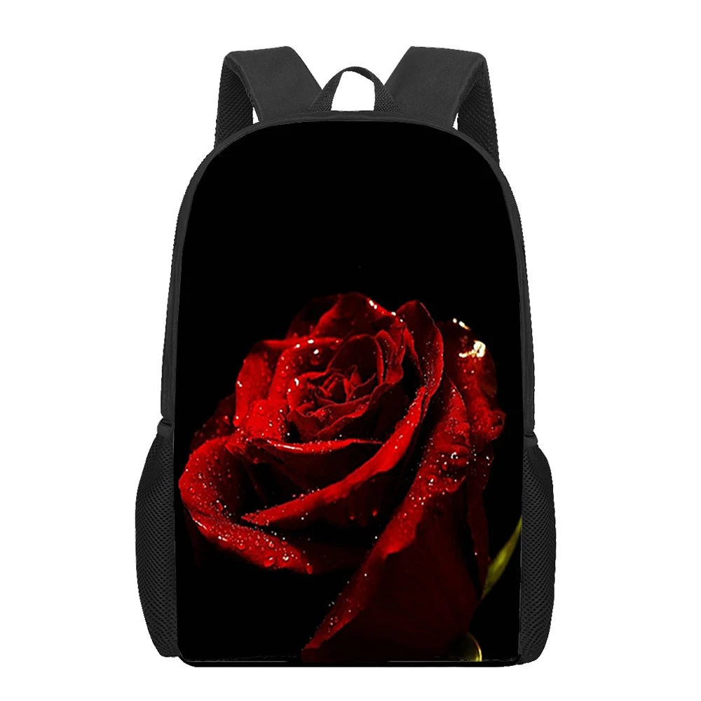 Sacos escolares impressos 3D para meninos e meninas, mochila de beleza colorida para crianças, mochila infantil para homens, mochila infantil, flor rosa