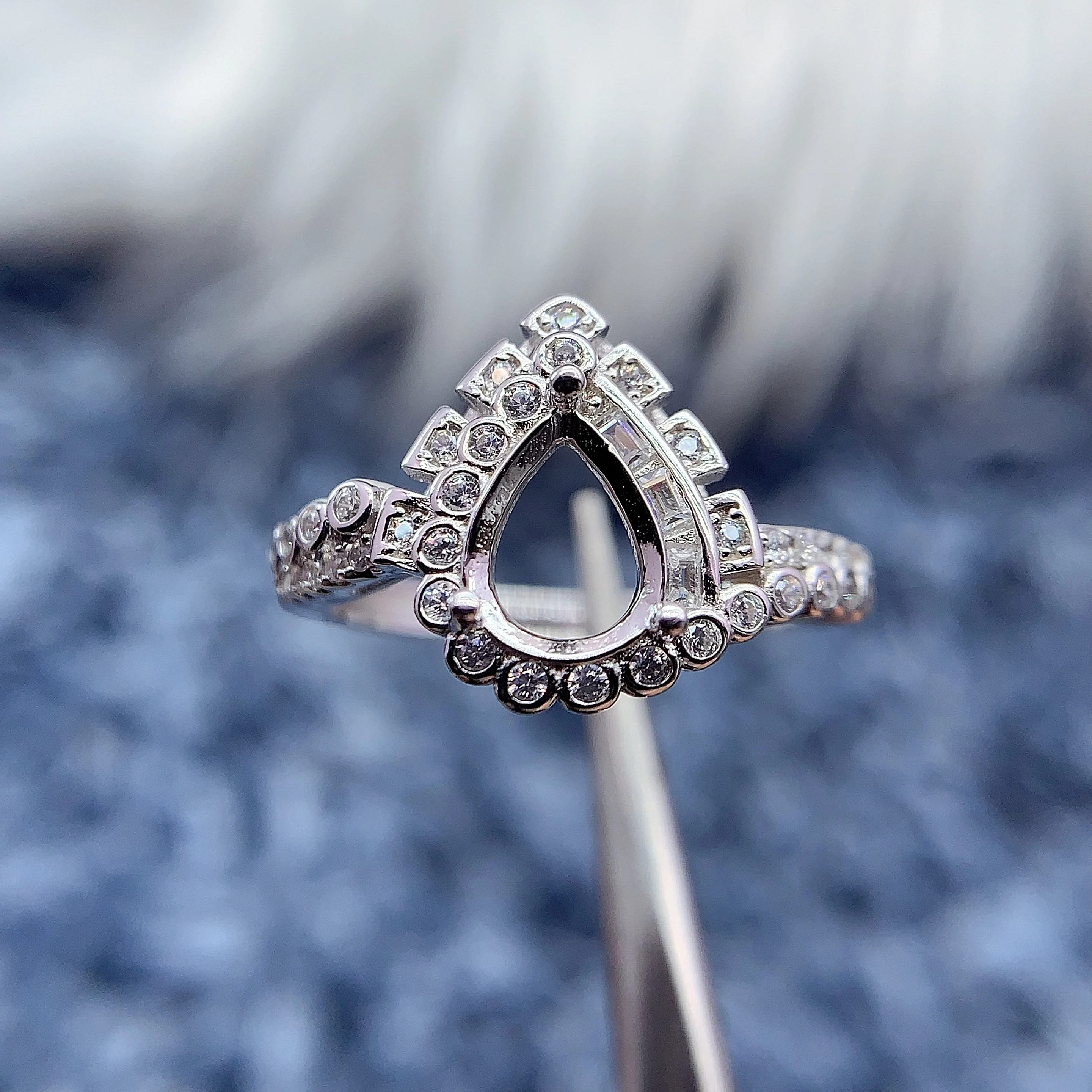 

MeiBaPJ инкрустация в форме капли 6*8 мм S925 стерлингового серебра DIY пустая установка кольца для женщин изысканные очаровательные свадебные украшения оптом