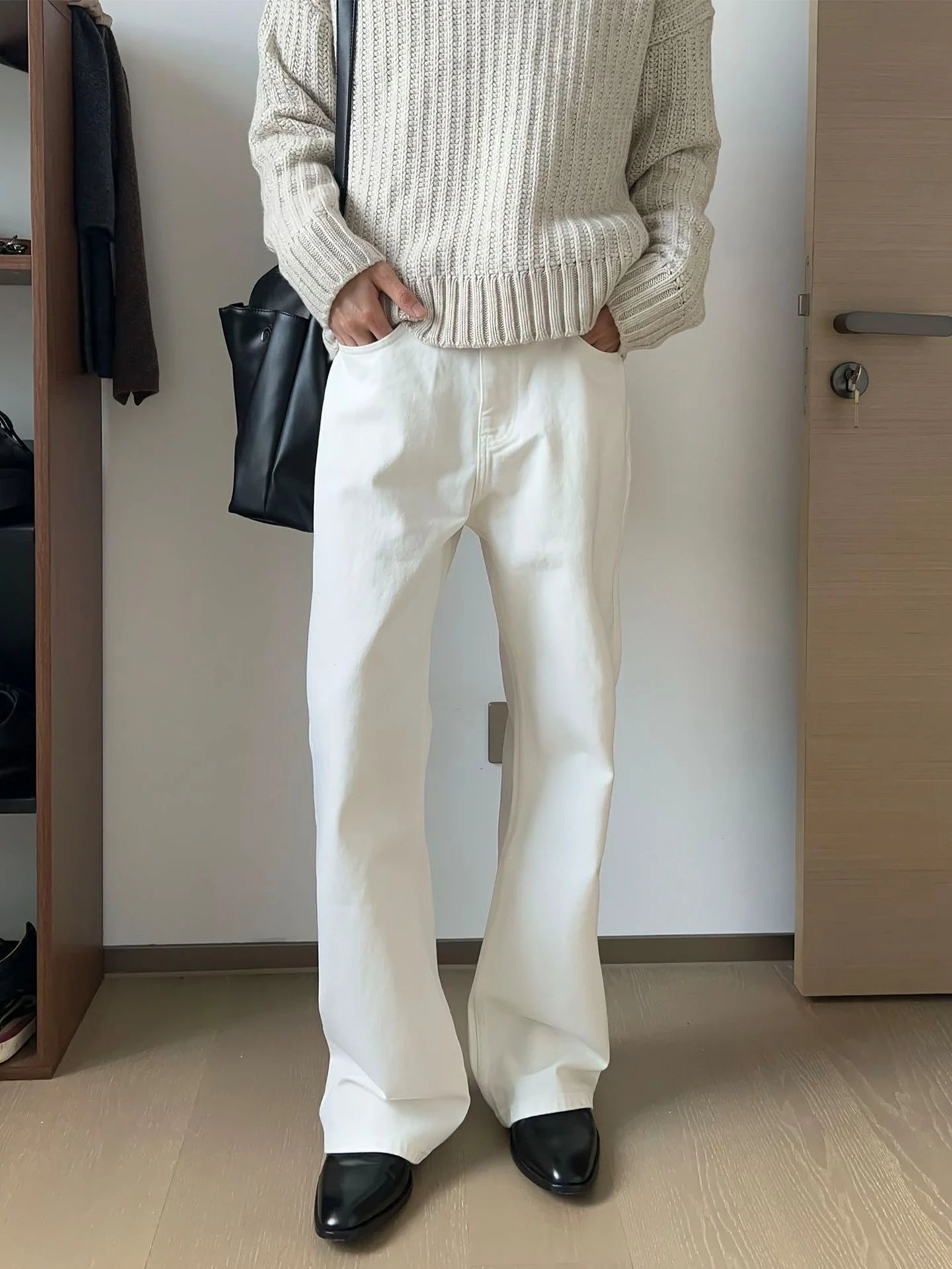 

Cleanfit White Straight Leg Extended Length American Sle Jeans for Men High Waist Youth Casual Wear Resistant And Comfortable