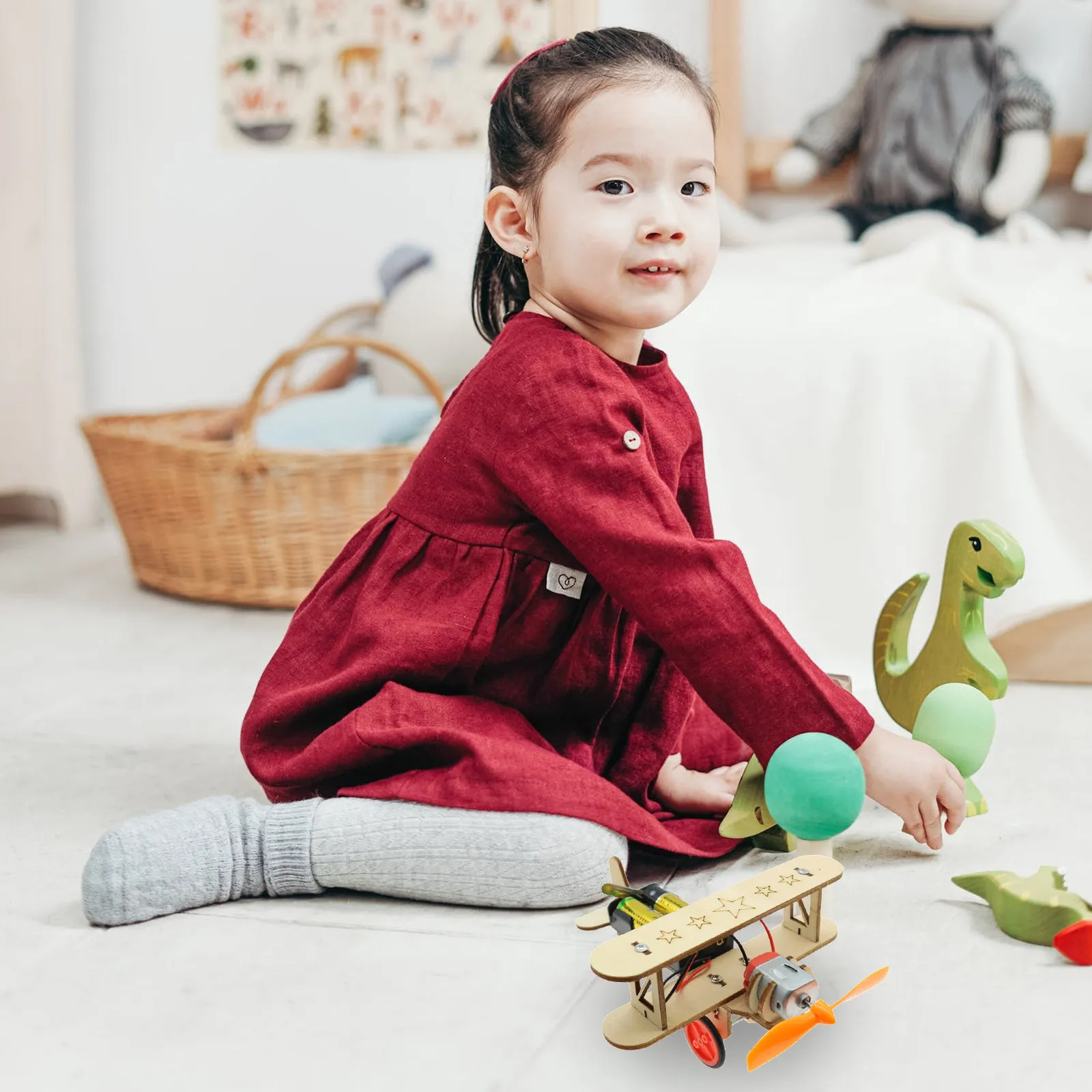 

1Set Electric Glide Aircraft DIY Wooden Handmade Plane for Children Educational Simulation Flying Plaything DIY Plane Toy