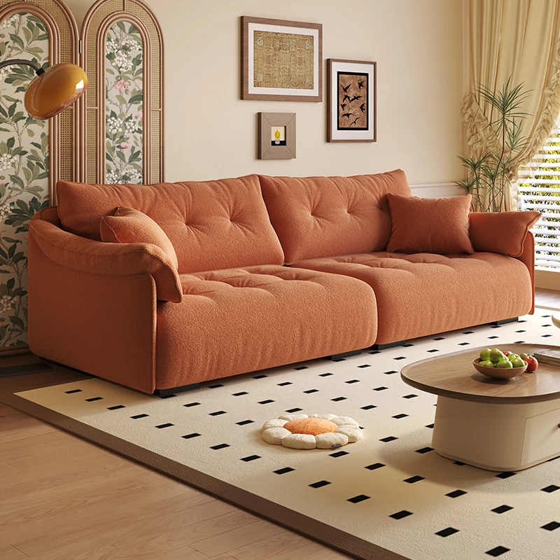 

Orange Plush Living Room Sofas European Beige Minimalist Designer Living Room Sofas Lazy Modern Canape Salon Home Furniture