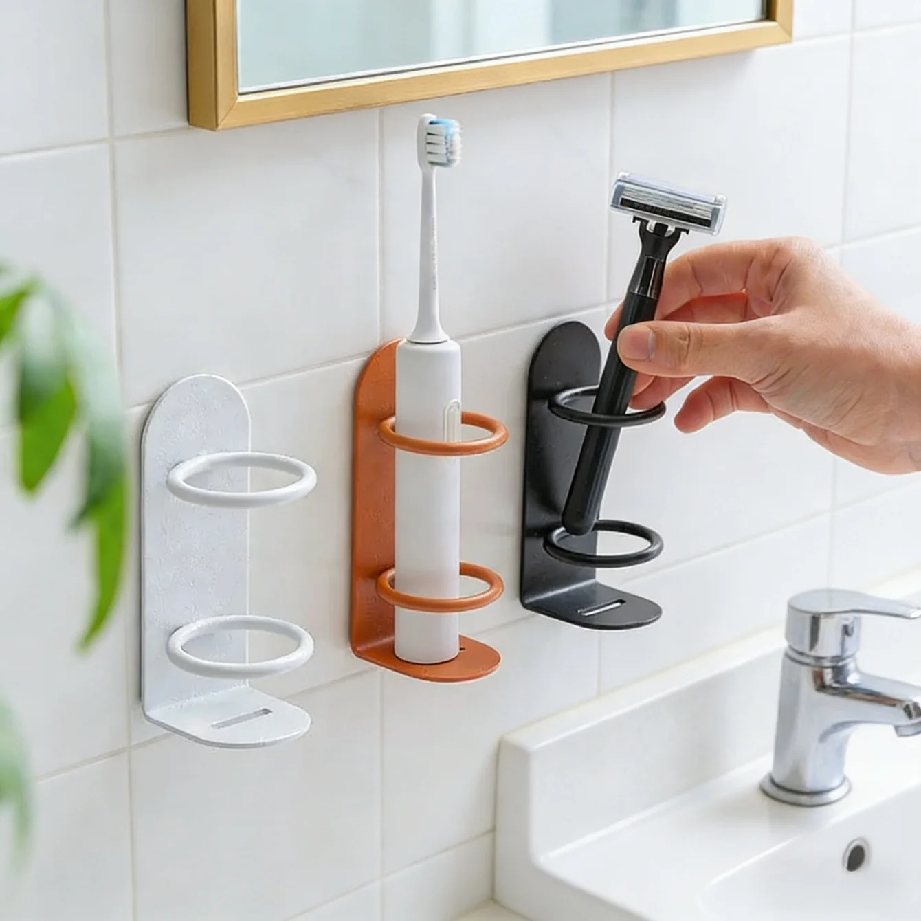 An der Wand montierter elektrischer Zahnbürsten-Organizer, elektrische Zahnbürstenhalter, selbstklebende Badezimmer-Zahnbürstenaufbewahrung für die Dusche