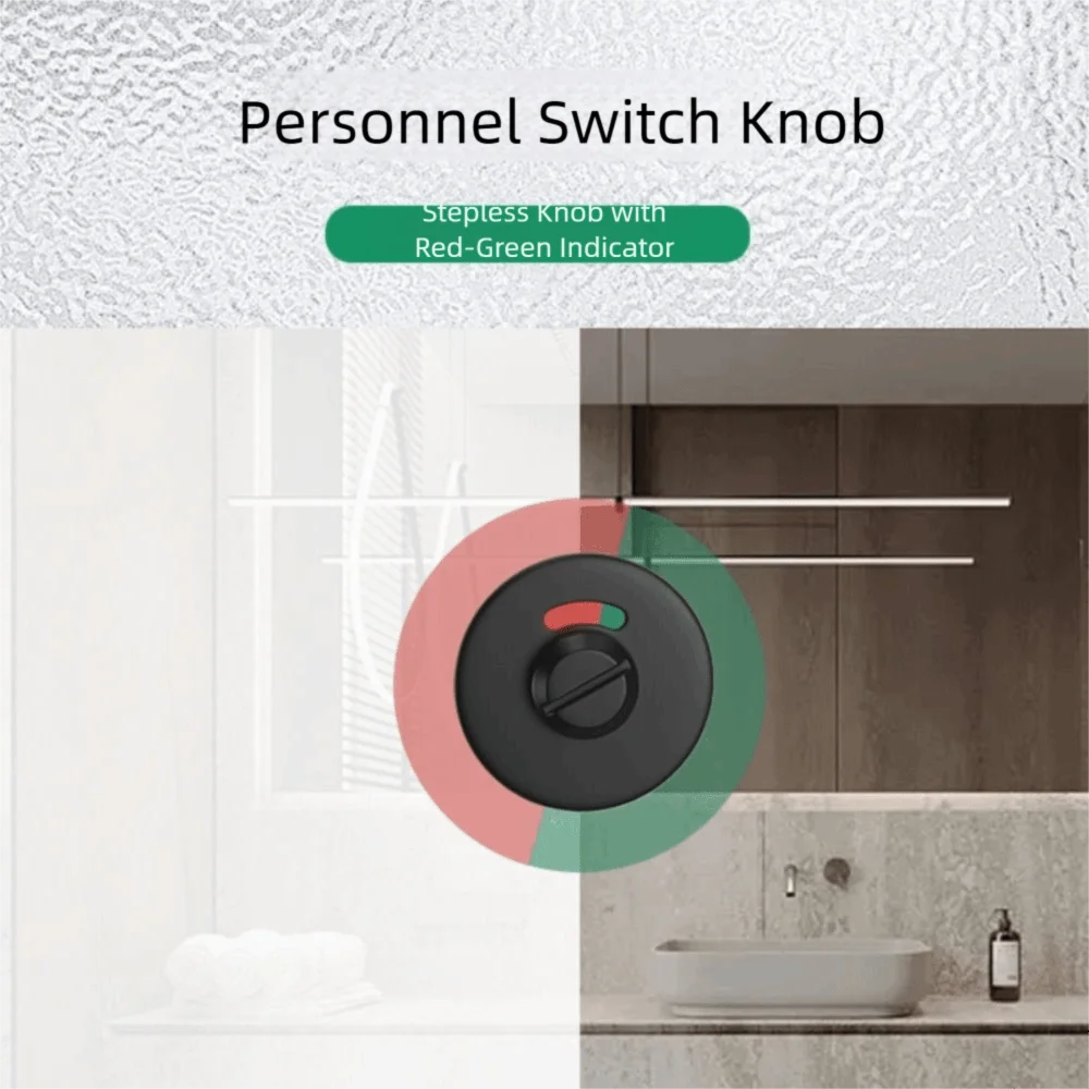 

Stainless Steel Indicator Door Lock Nylon Plastic Magnetic Silent Bathroom Bolt Integrated Handle Black Color