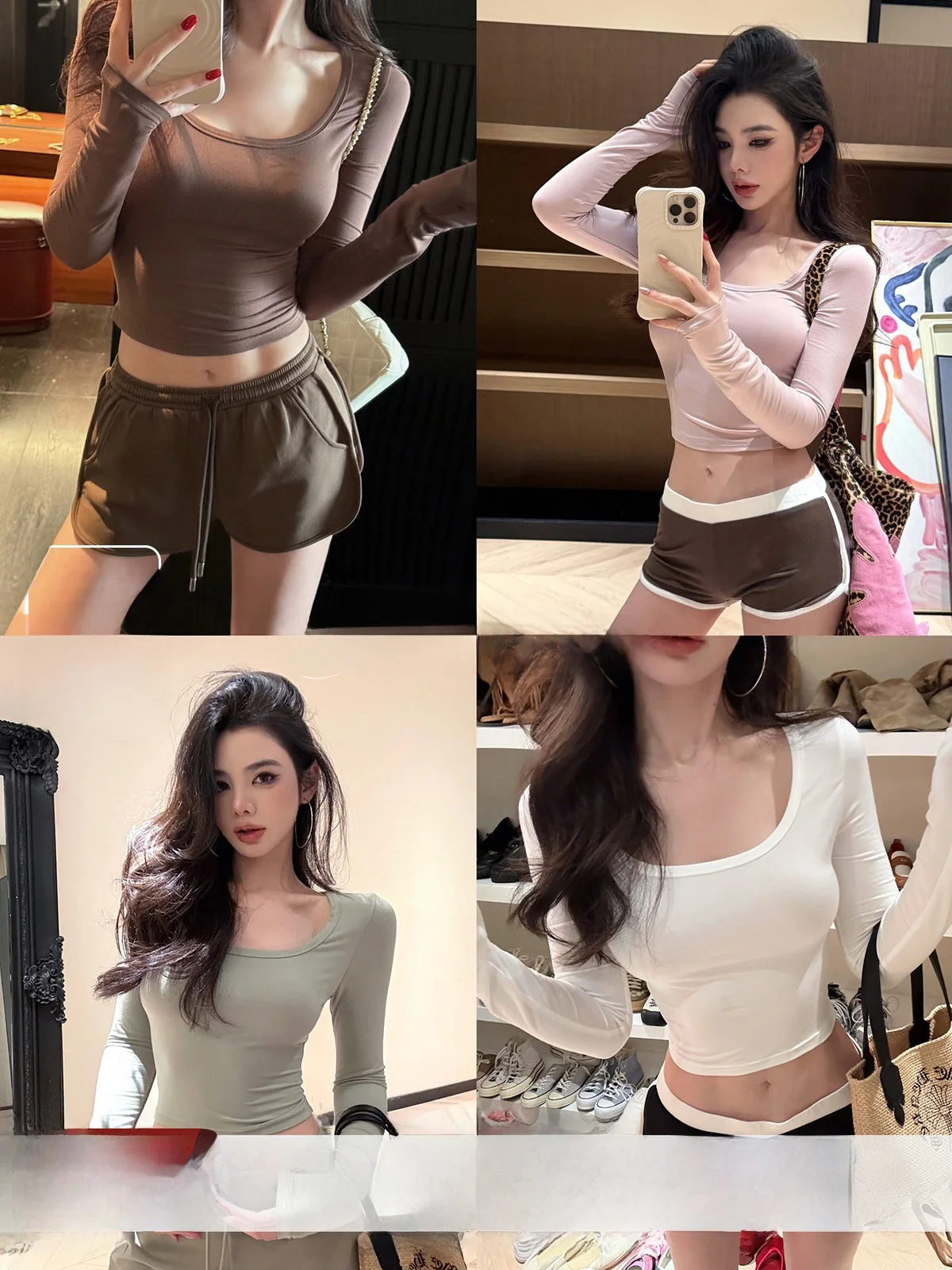 

Женский базовый топ Slim Fit с квадратным вырезом, длинный рукав, для повседневной носки, весенняя новинка, простой стиль