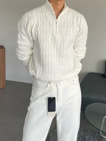 긴 소매 스웨터 청춘 유행 가을 긴 소매 지퍼 반하이넥 남성용 스웨터 니트웨어 스웨터 니트웨어 스웨터 스웨터