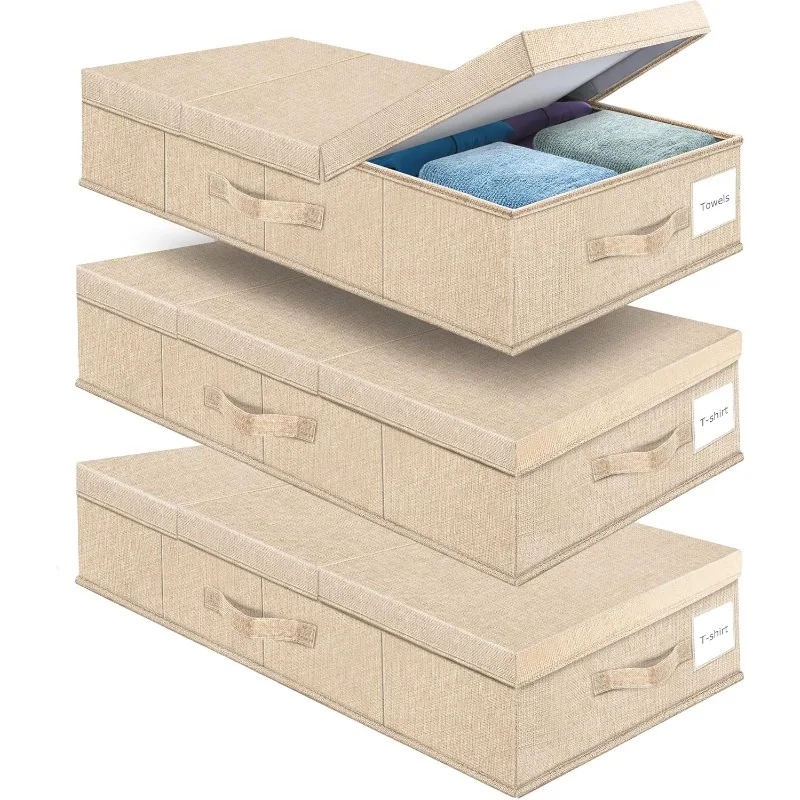 

Underbed Storage Containers 3 Pack, Large Under Bed Storage Bins with Lids, Foldable Sturdy Under the Bed Storage Drawer