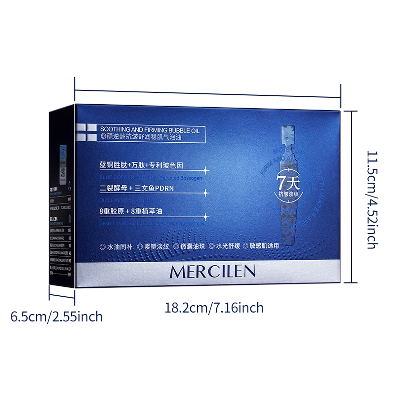 Mercilen Moisturizing and Firming Bubble Oil for Women's Facial Skincare (1.5ml*30 Pieces), Contains Collagen, Niacinamide, and Plant-Based Squalane for Moisturizing and Nourishing, Making Skin Look Younger Travel and Vacation Portable Pack