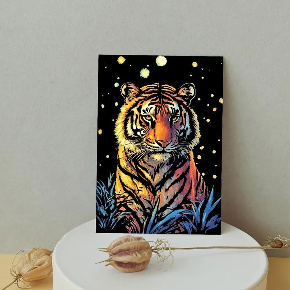 Радужная бумага для царапин, 8 листов светящейся радужной бумаги для царапин в темноте, 4 инструмента и деревянные ручки, для подростков и взрослых.