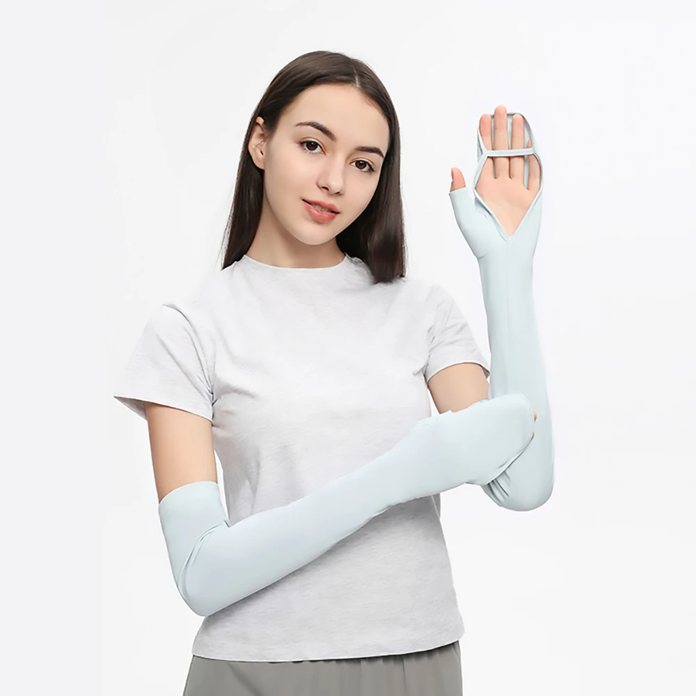 OhSunny Nữ Làm Mát Cánh Tay Tay Chống Nắng Chống Nắng Đi Xe Đạp Chạy UPF50 + Unisex Mỏng Thoáng Khí Cánh Tay Ấm Bao Tay