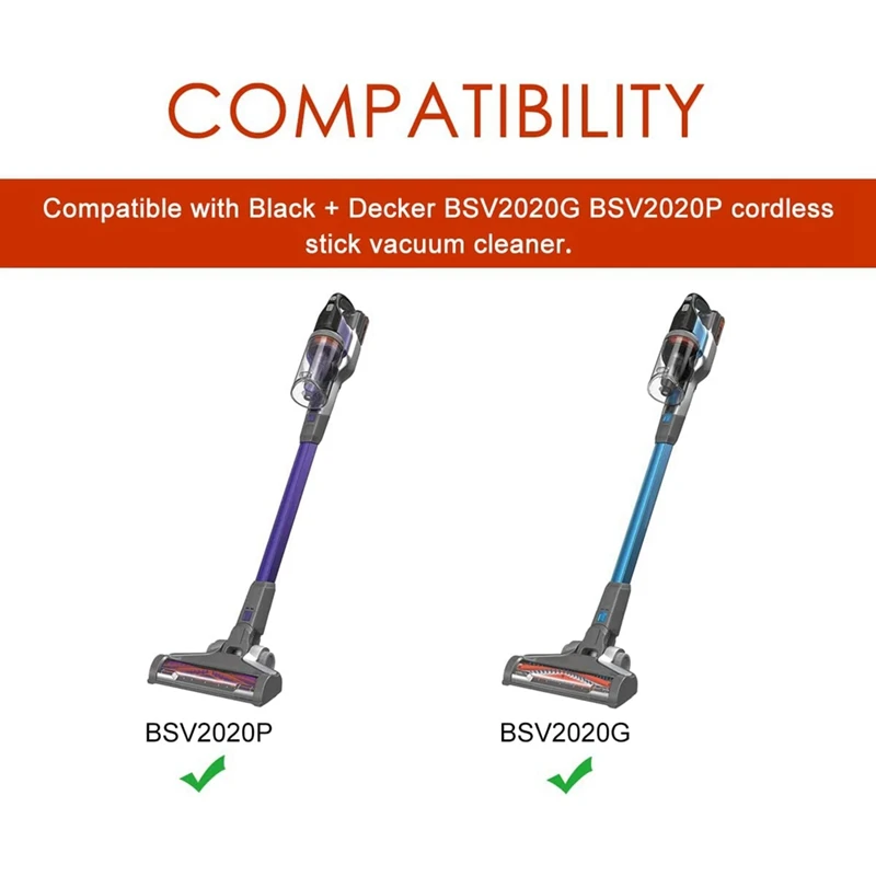 Accesorios de repuesto de filtros de rodillo de cepillo principal para aspiradora de palo inalámbrico Black + Decker BSV2020G BSV2020P
