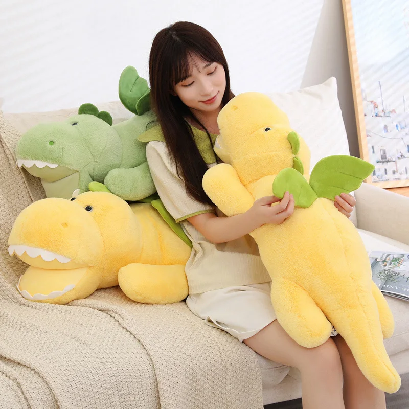 

70-110CM New Lying Dinosaur Plush Toys Cute Dinosaur With Wings Stuffed Soft Sofa Back Cushion for Children Boys Gifts