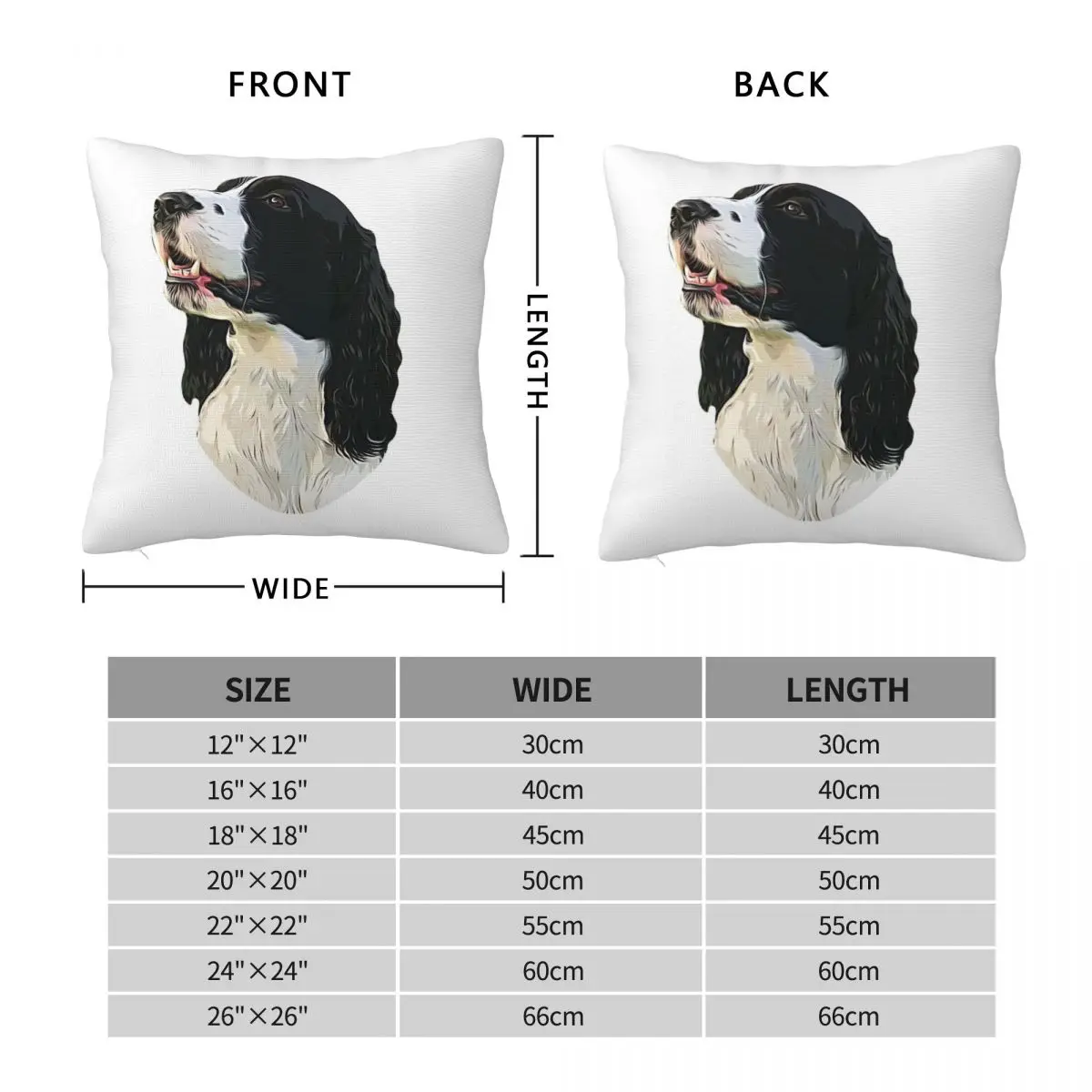 Springer Spaniel Black And White Pillowcase Polyester Linen Velvet Pattern Zip Decor Throw Pillow Case Room Cushion Cover