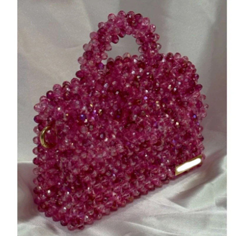 

New Pink Camouflage Ladies Beaded Bags Fashionable Handmade Flip Cover Women's Small Square Bag Customizable Wholesale Handbag