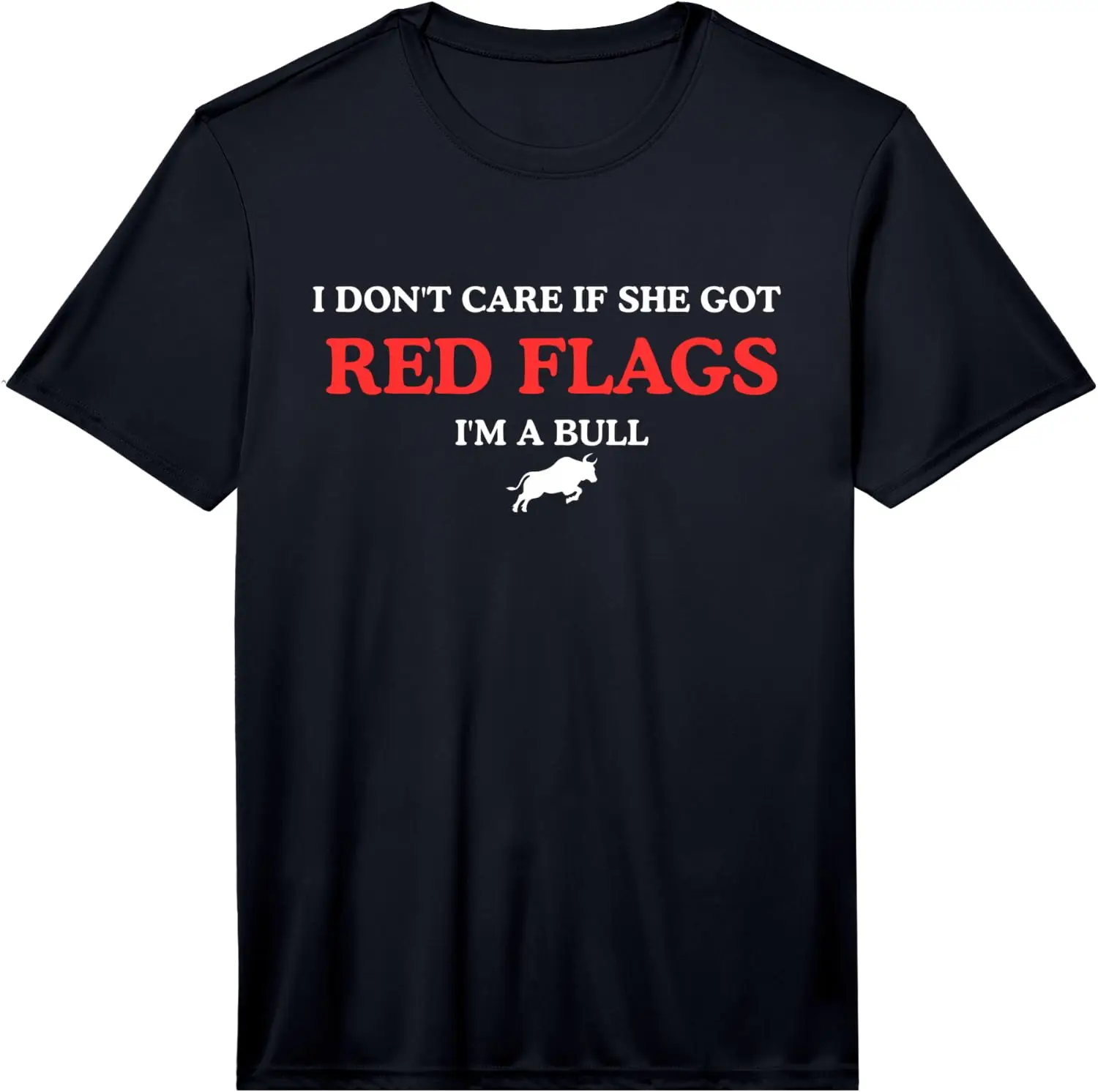 Men's I Don't Care If She Got Red Flags I'm A Bull Funny Dating Performance T-Shirt Men's Spooky Halloween Graphic Print T‑Shirt, Crew Neck Short Sleeve Casual Cotton Tee For Holiday Party Daily Street Wear.